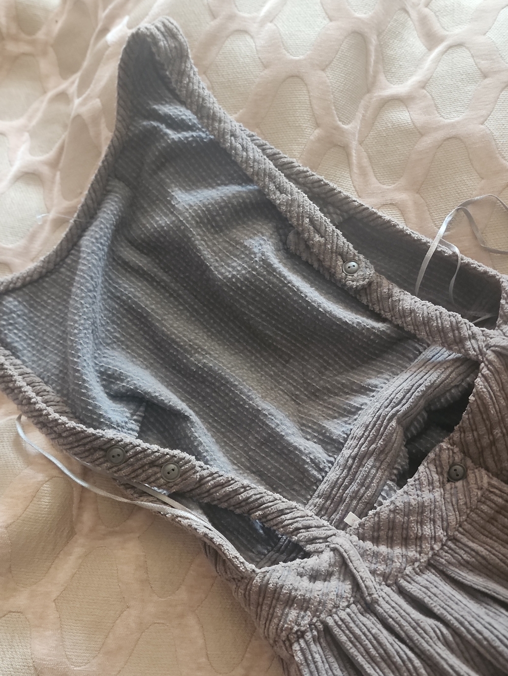 Free People Backless The Other Side Midi Dress in Gray Corduroy - Picture 6 of 8